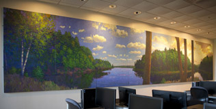 * Tributary, 7-1/2 x 32 feet, oil on canvas