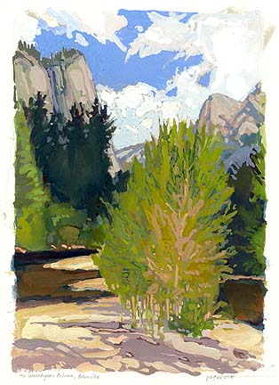 * River Bottom, Yosemite, 6-7/8 x 4-3/4 inches