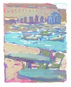 Mykonos Cafe, 2-1/2 x 2 inches