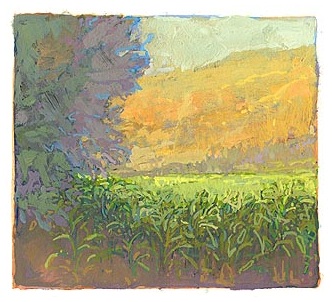 * Field near Ephesus, Turkey, 3-3/4 x 4-1/4 inches, gouache on paper