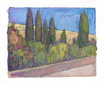 * Near Roman Bridge, 2 x 2-1/2, gouache on paper