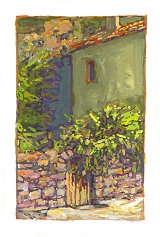 * Stemnitsa, 2-3/4 x 1-3/4 inches, gouache on paper