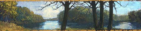 * Study for "Tributary", 10 x 48 inches, oil on paper laid on panel, 1999