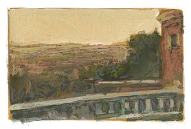 * Overlook - Fontana Paulo, 2-3/4 x 4 inches, gouache on paper