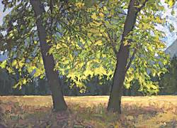 Twin Trees, 10 x 14 inches, oil on panel