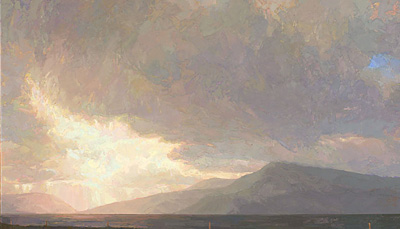 Sky Befalling Skye II, 38 x 66 inches, oil on linen