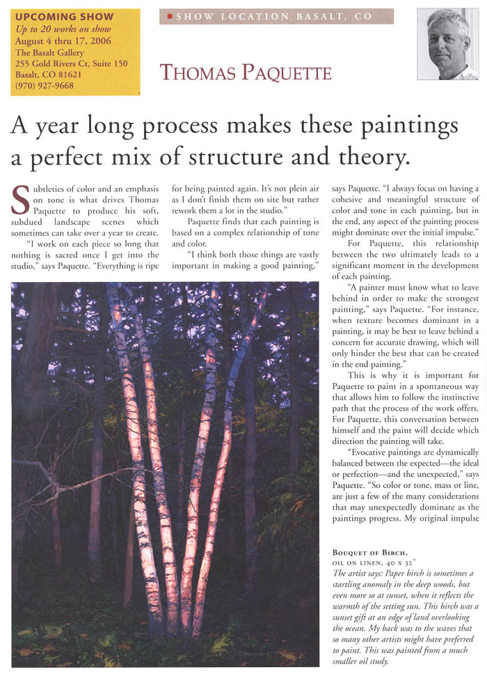 American Art Collector magazine article, Aug 2006