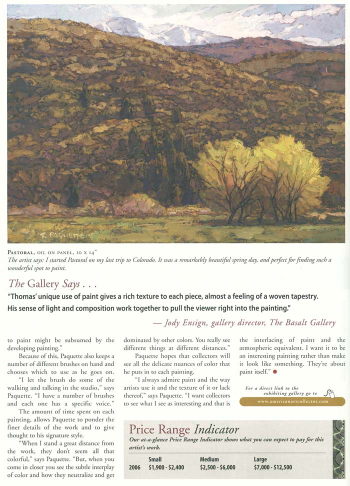 American Art Collector magazine article, Aug 2006